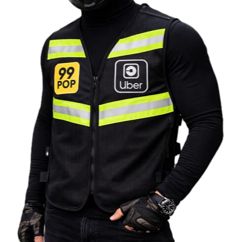 Colete Refletivo Uber Moto 99 Pop Motoboy Mototáxi com Zíper Alta Visibilidade