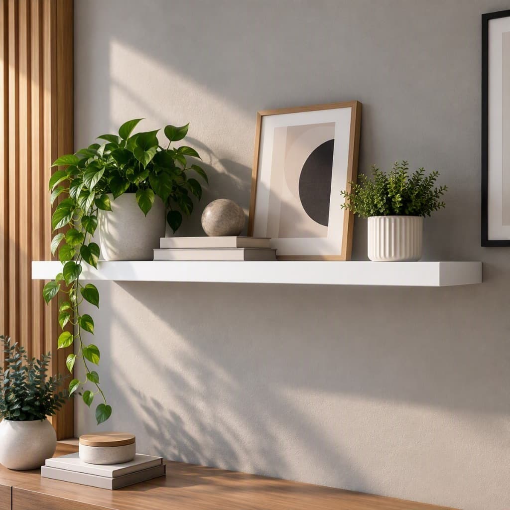 Prateleira Flutuante Parede 70x15 MDF 18mm Branco Cozinha Sala Quarto Suporte Invisivel