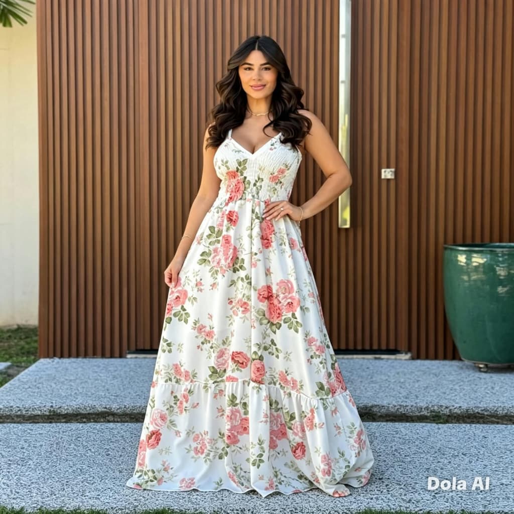 Vestido Feminino Longo com Estampas Chic e Confortável Ideal Para Fiestas e Praia.