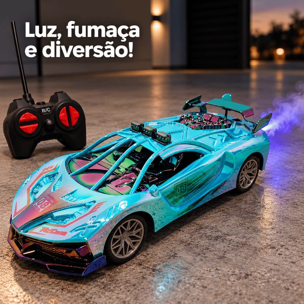 Carrinho Controle Remoto corrida Recarregável USB Com Luz E Fumaça brinquedo