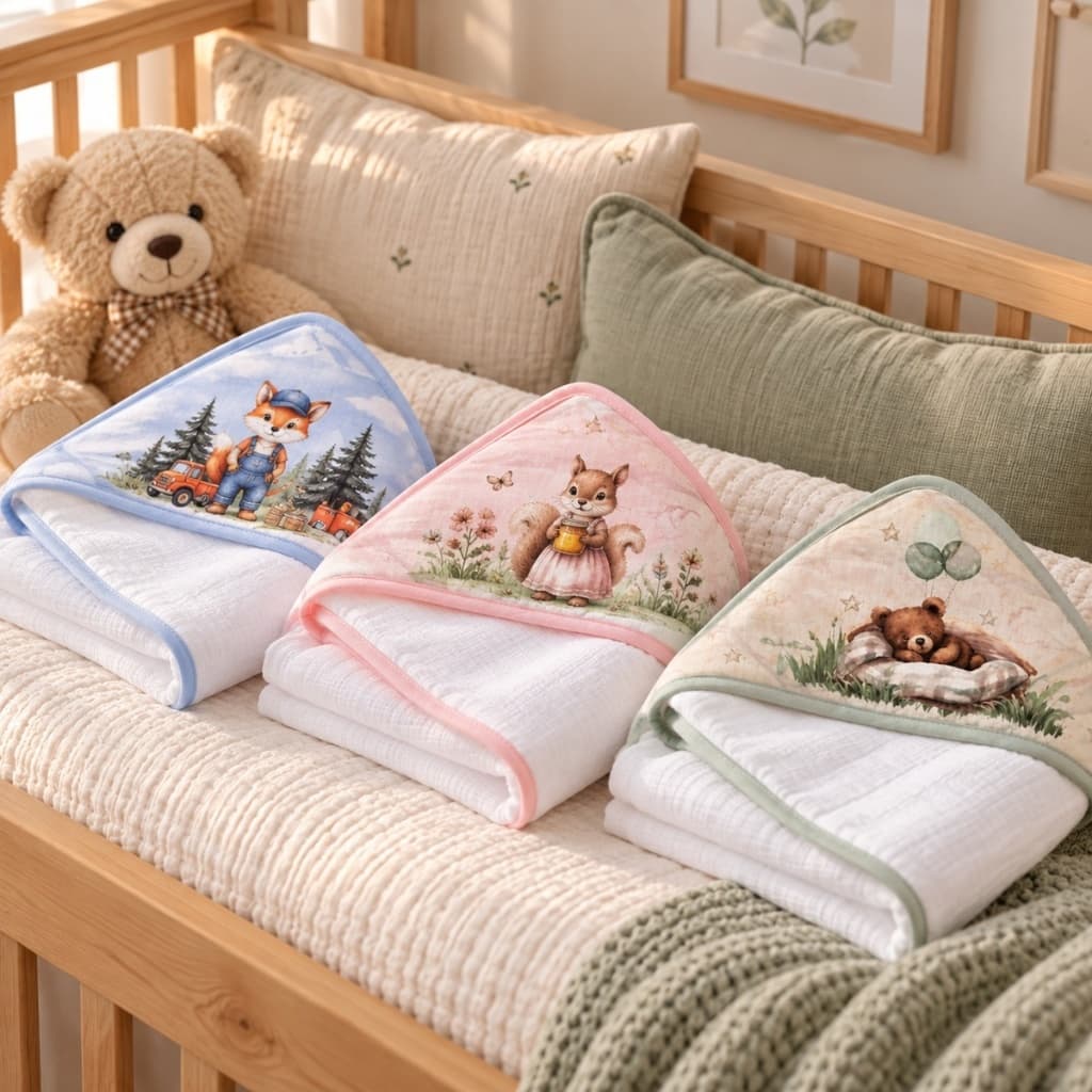 Toalha Fralda Bebê com Capuz 100% Algodão Natural 70x108cm Macia, Suave e Leve para Bebês e Recém-Nascidos