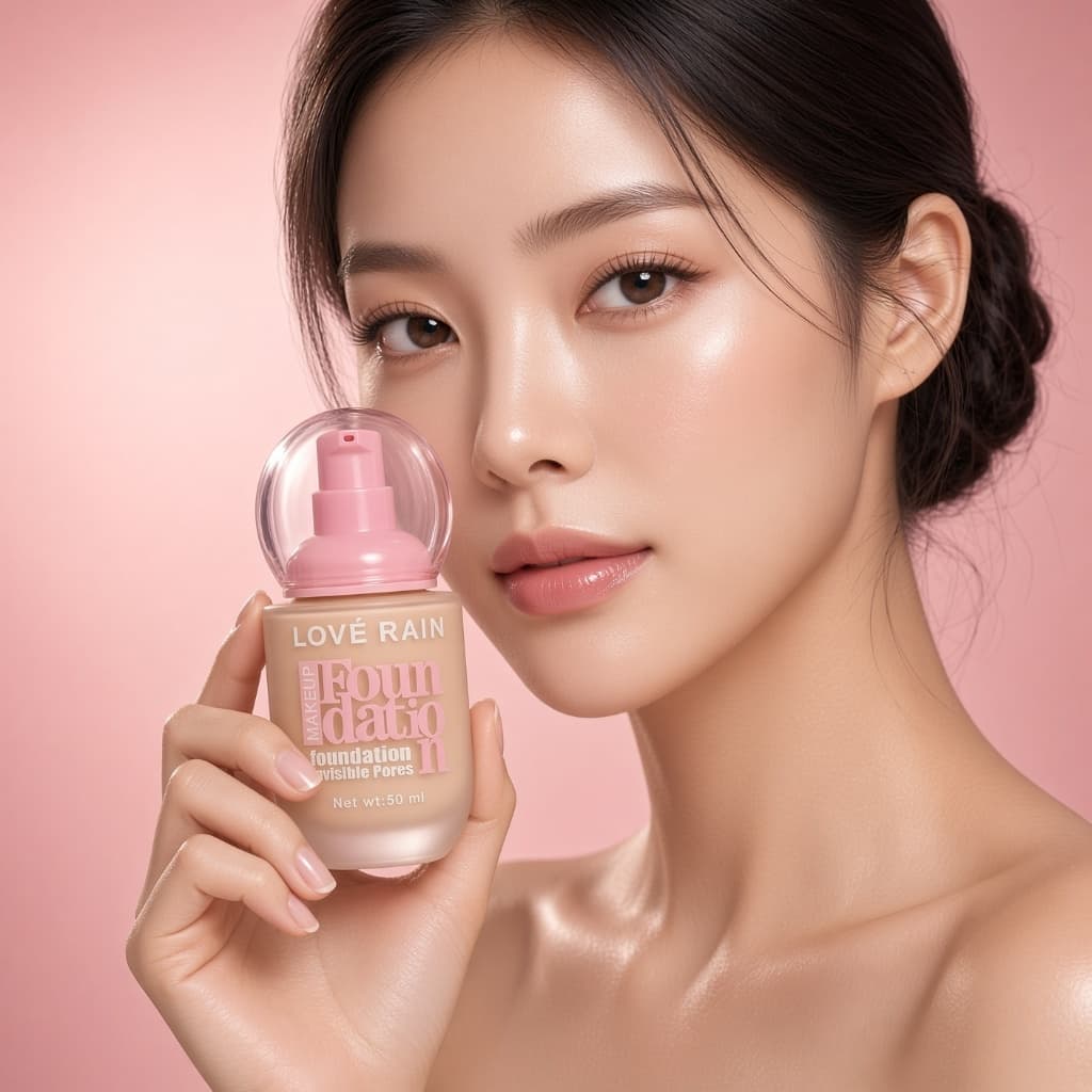 Base Líquida Premium Love Rain Matte Longa Duração 50 ML Nova Embalagem