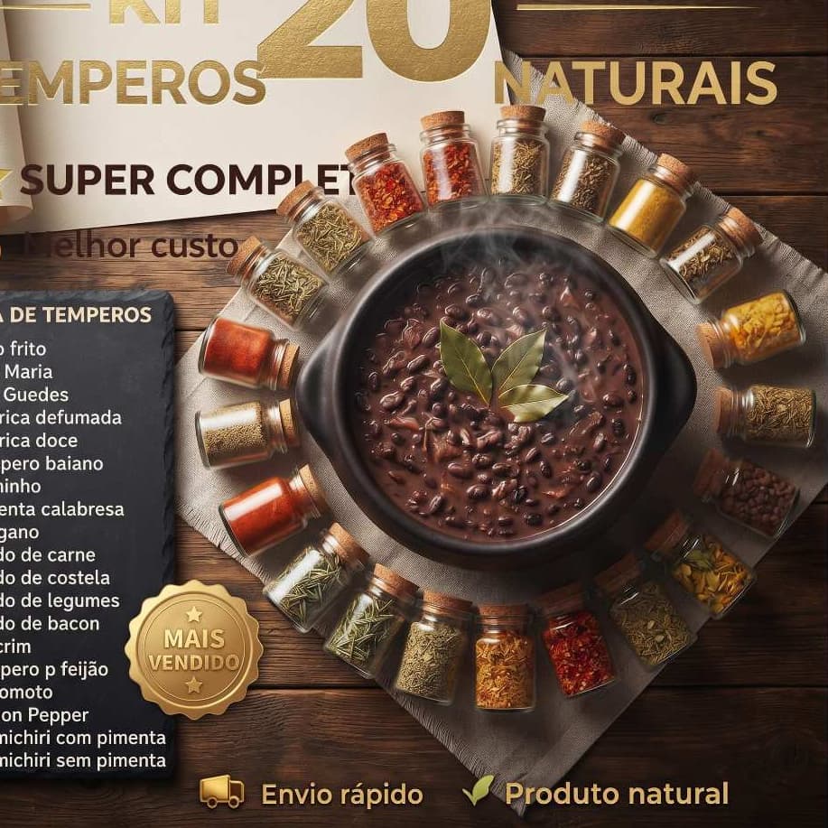 Kit 20 Temperos e Condimentos - Em Sachês - Envio Já
