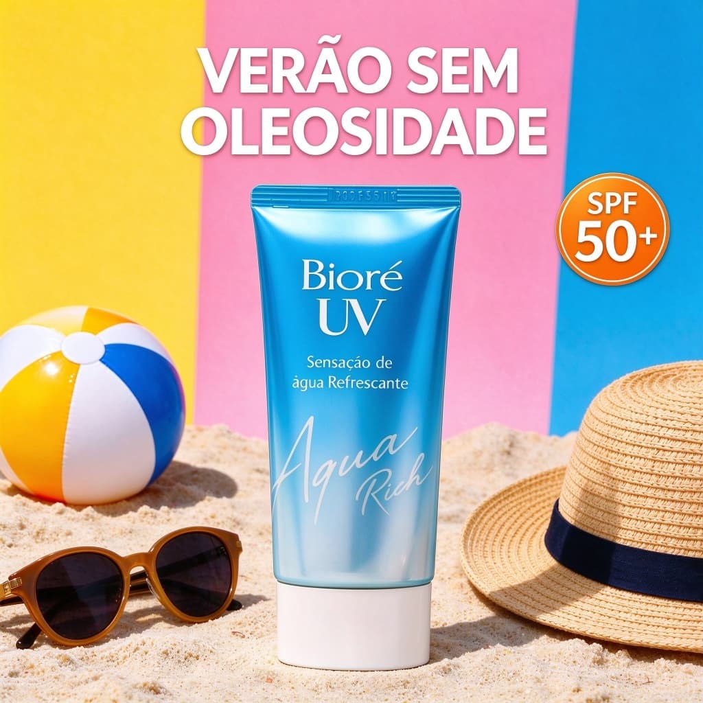 Protetor Solar SPF 50+ Biore UV Aqua Rich Toque Seco Sem Oleosidade Absorção Rápida 50g