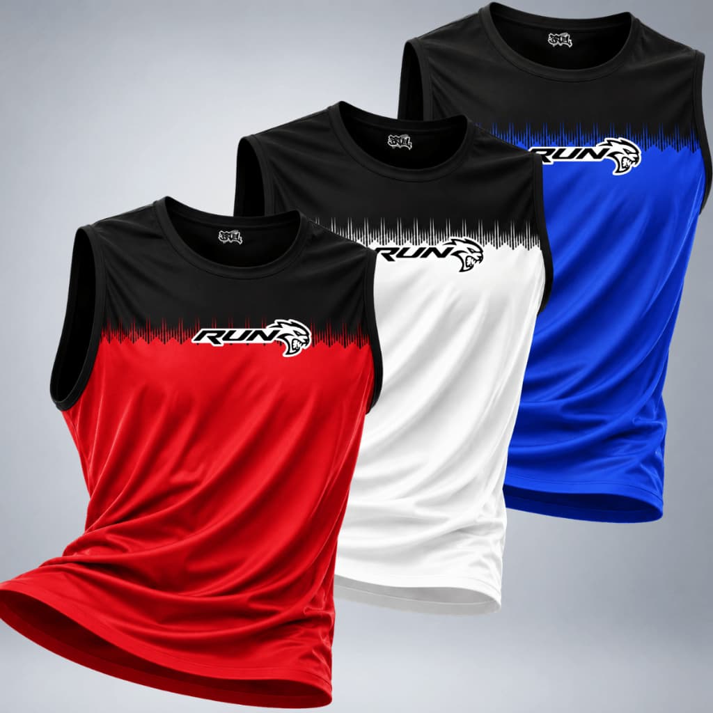 Kit 3 Camiseta Regata Masculina Dry Fit Sem Manga Academia Musculação Treino Crossfit Corrida Secagem Rápida