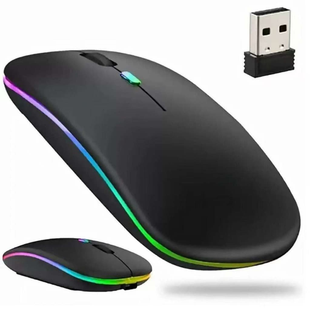 Mouse Recarregável Sem Fio 2.4GHz USB com Nano Receptor – Ultra Slim e Ergonômico