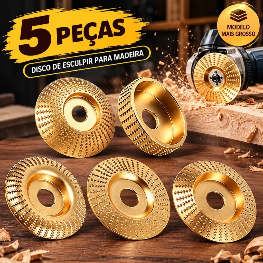 Kit 3/4/5 Discos para Desbaste e Lixamento de Madeira para Esmerilhadeira Angular Profissional