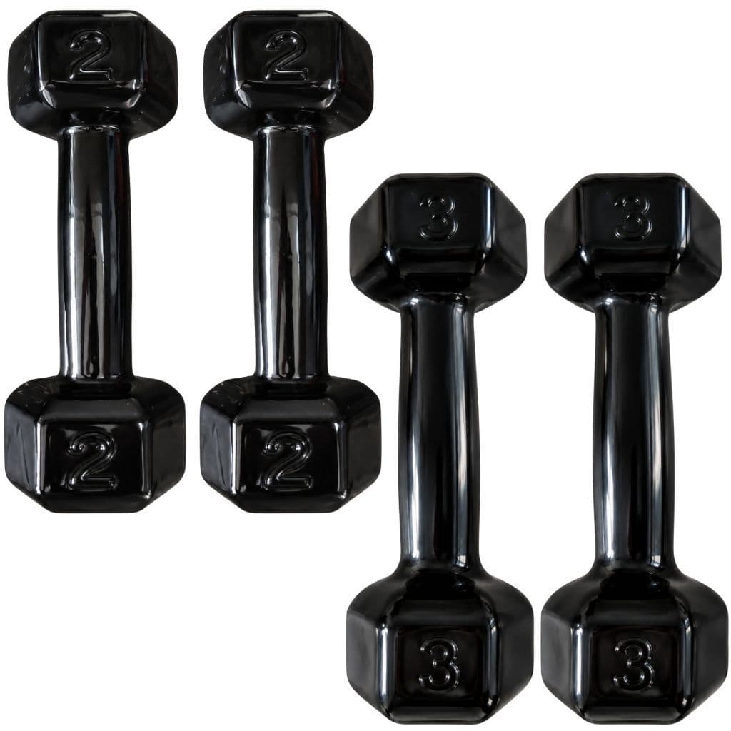 Kit Par Halter Sextavado Emborrachado 2kg + 3kg 10kg Total Musculação Academia Treino Funcional CrossFit Fisioterapia Fi