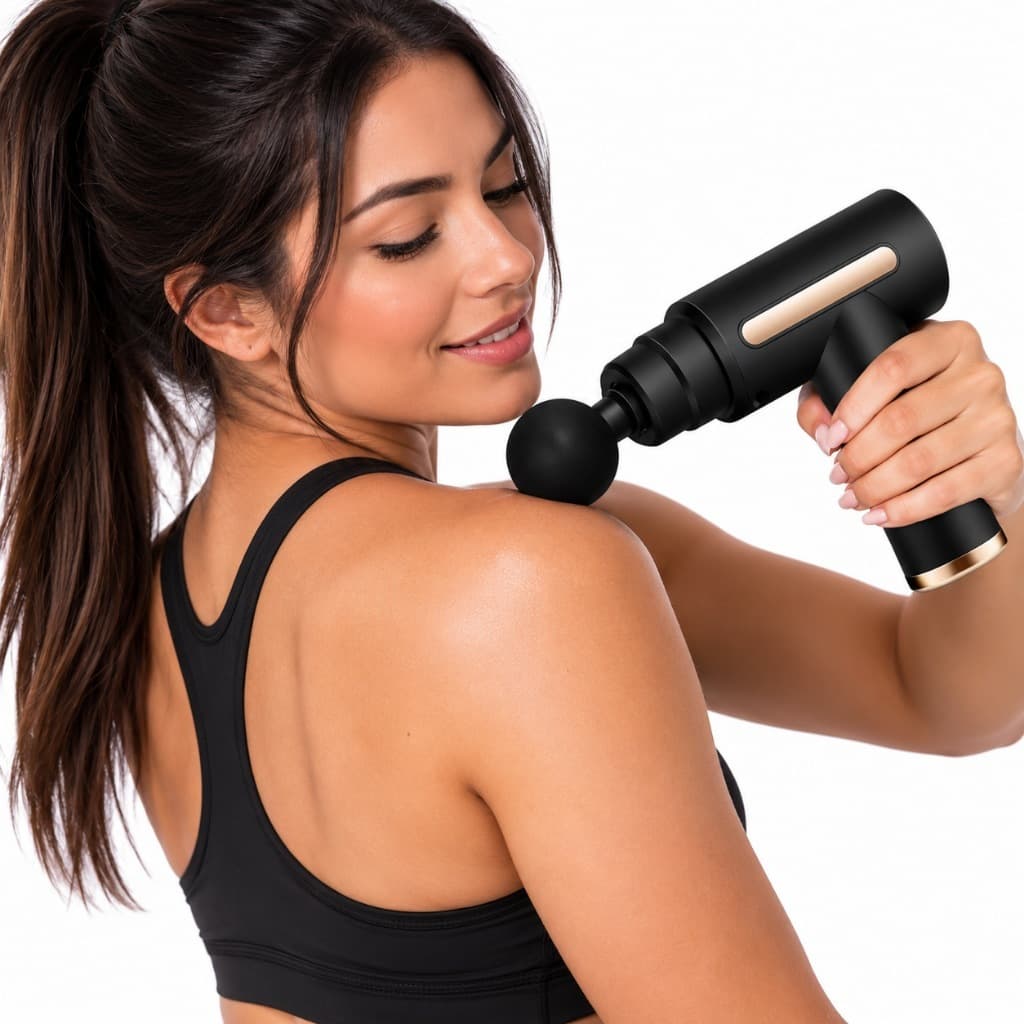 Pistola Massageadora Muscular Profissional Relaxamento Alívio Dores Fascial Gun Com 4 Ponteiras Portátil Recarregável.EL