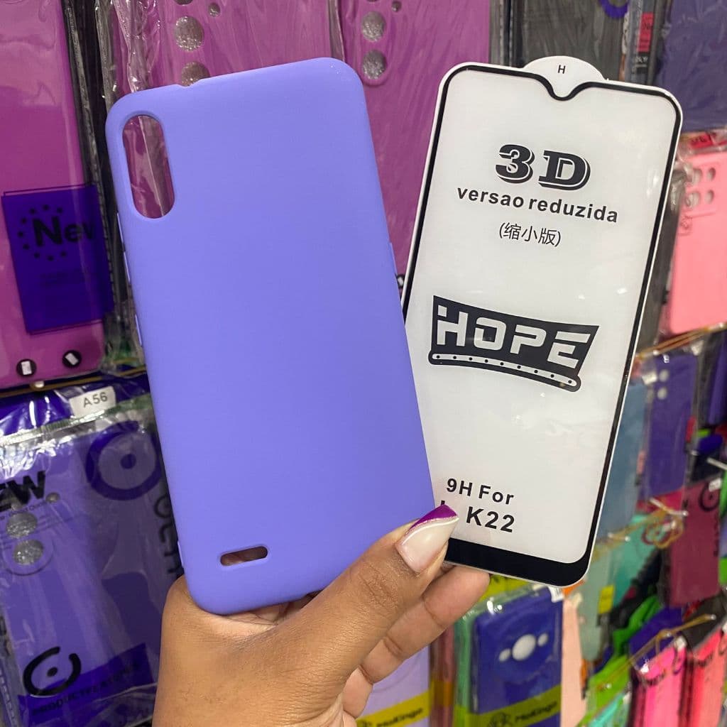 Capa K22 + Película 3D Kit LG Capinha Case Protetora Celular Silicone
