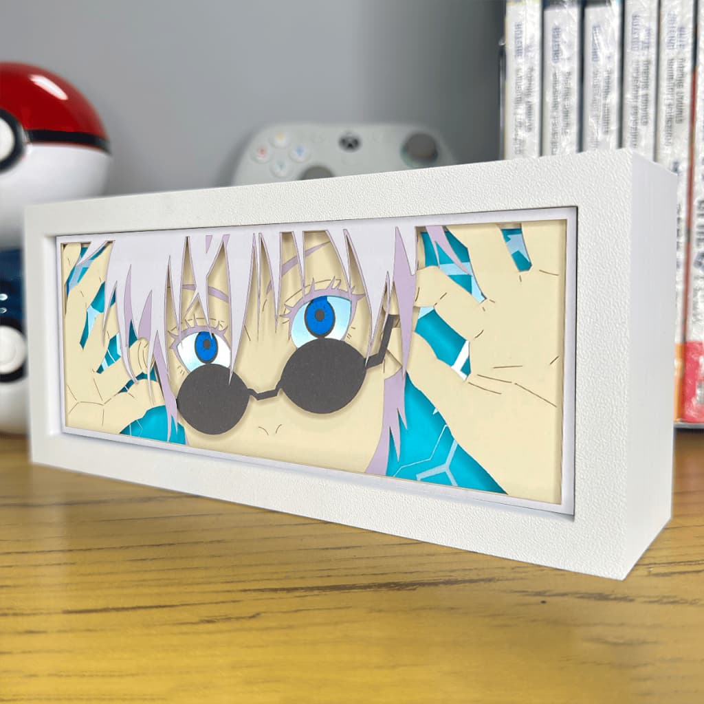 Luminária Lightbox Anime 3D LED Decoração de Mesa PC Gamer Jujutsu Kaisen Satoru Gojo Mod1