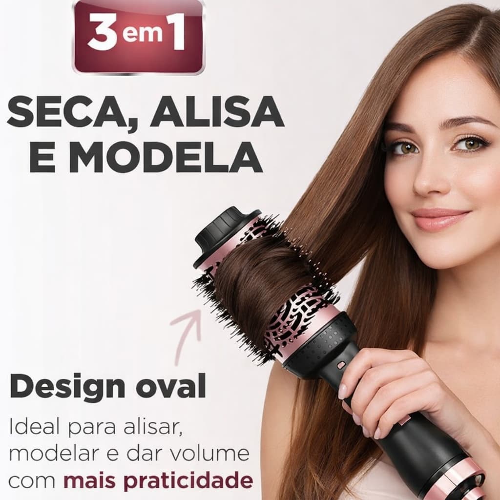 Escova Secadora Modeladora  Chapinha Prancha  Modelador de Cachos  Secador Profissional  Secador Portátil