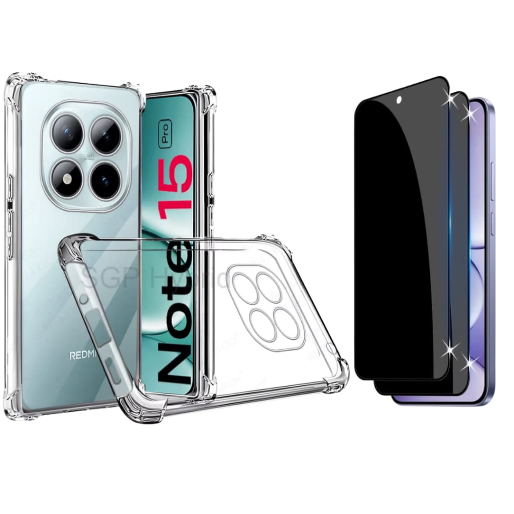 Capa capinha Anti Impacto + Película 3d 9d Priva Para Redmi Note 15, Note 15 Pro, Note 15 Pro Plus