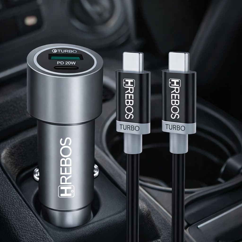 Carregador Veicular Turbo 20w USB Type-C Com Cabo 1m Cinza