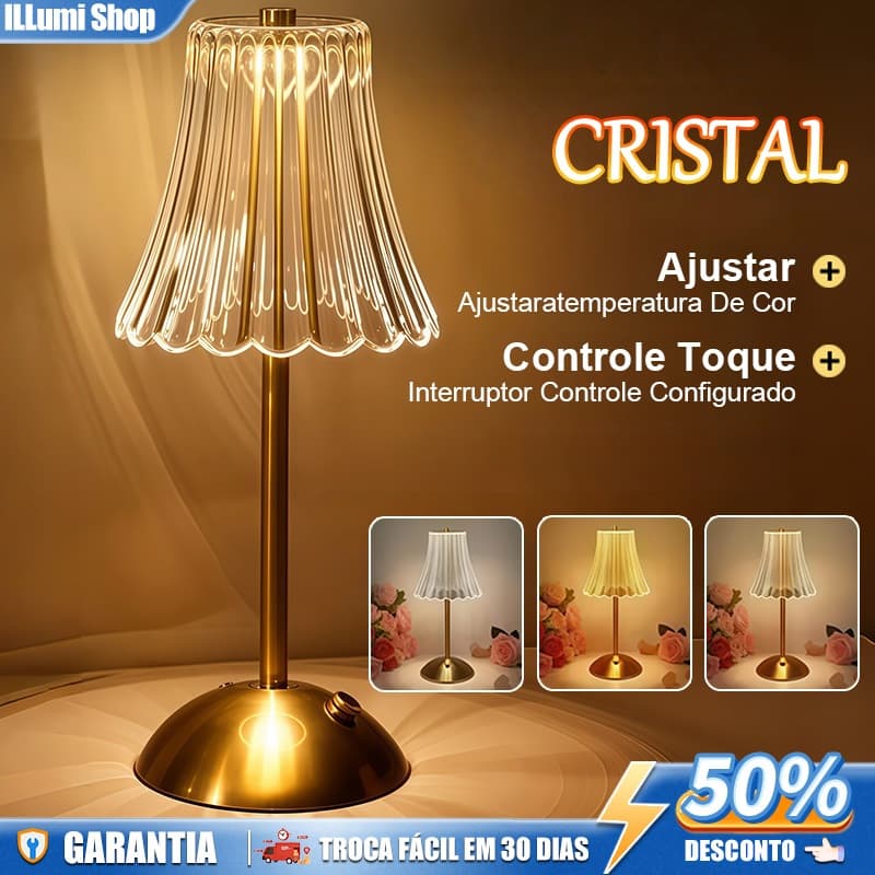 Luminária de Mesa LED ouro,Com 3 cores LED Regulável Recarregável para Decoração Sala Quarto