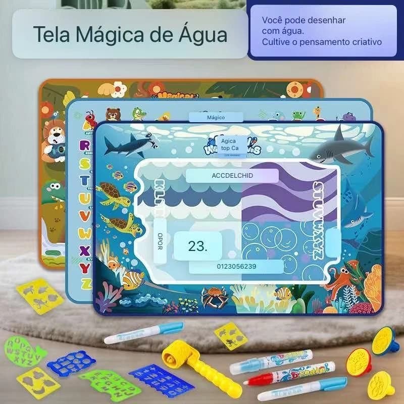 Tapete De Desenho De Água Brinquedo Doodle Placa De Pintura Infantil Com 3 Canetas e Carimbos Mágicas Educativo