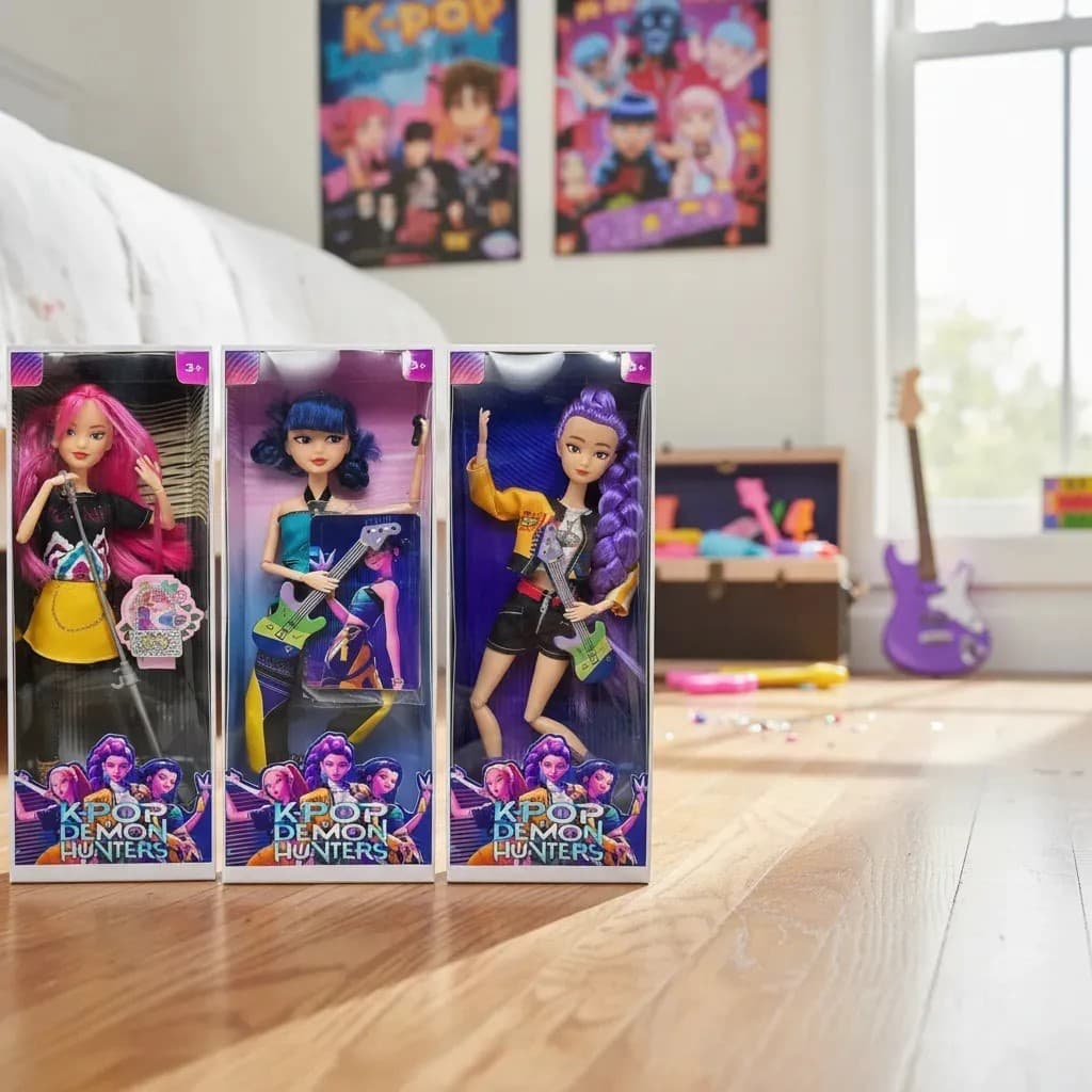 Bonecas Estilo Kpop Articuladas 3 Bonecas Com Instrumentos Na Caixa Compatível