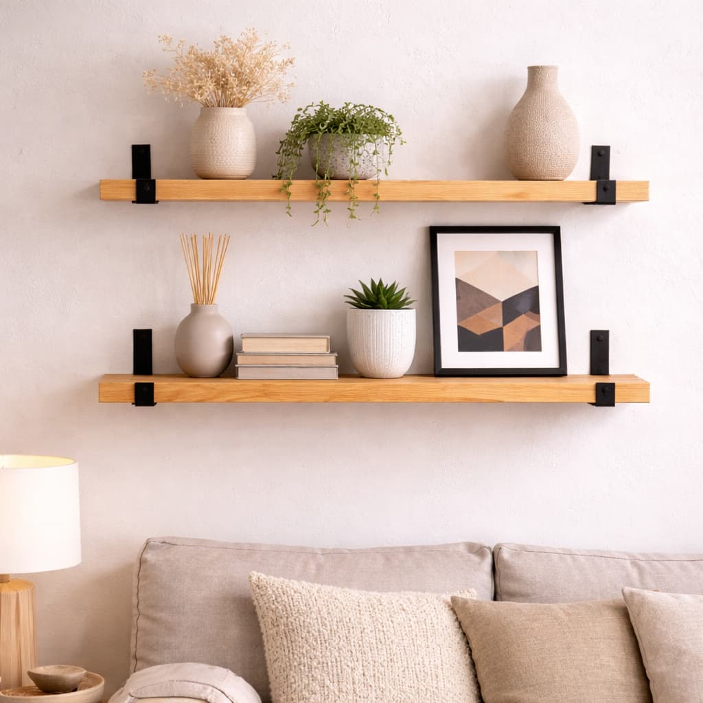 Kit Prateleiras Pinus Com Suporte de Parede para Quarto Sala Decorativa Minimalista de Madeira 40cm 60cm 2 4 6 Unidades