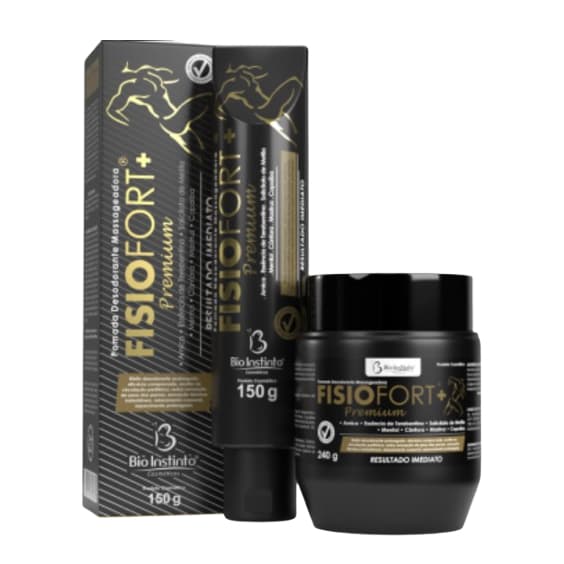 Kit Pomada Massageadora Bio Instinto FisioFort Premium Bisnaga 150g + Pote 240g
