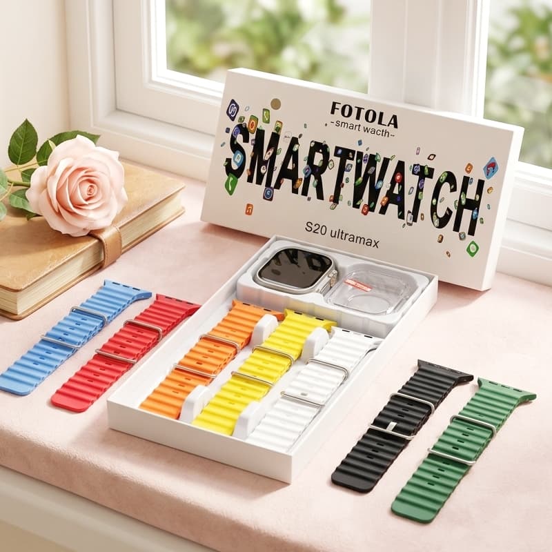 Relógio SmartWatch S20 ULTRAMAX com 7 pulseiras Chamada De Frequência Cardíaca Bluetooth NFC Esportes Relógio Inteligent