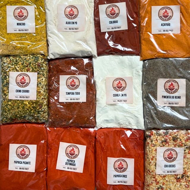 Kit Temperos 1kg - 10 Sabores á Escolha (Páprica, Chimichurri, Ana maria, Alho e mais) Condimentos