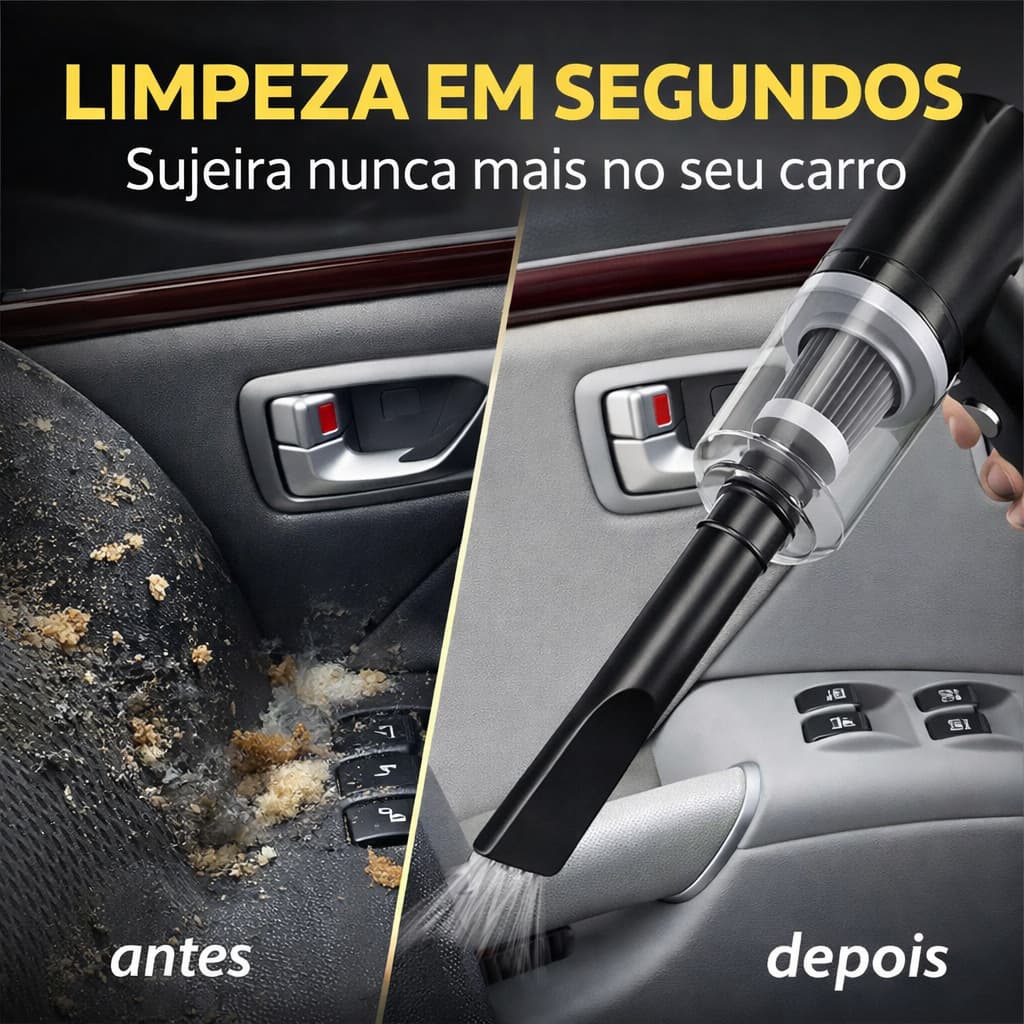 Aspirador Portátil Automotivo Recarregável USB 6000Pa Mini Aspirador de Pó Carro Casa