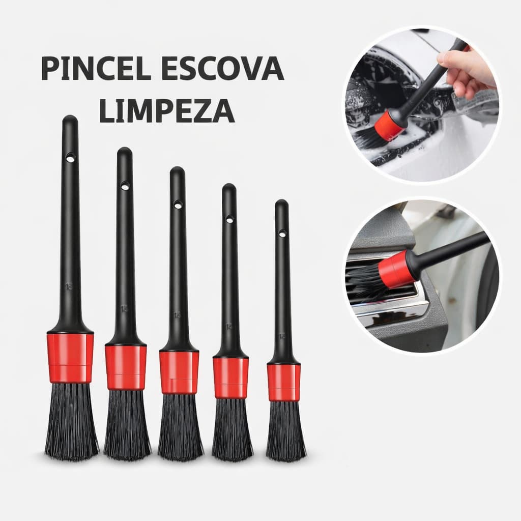 5 Peças/Conjunto Pincéis Escova Limpeza Multifuncional Rodas Automóveis Leve Interior Externo Couro Kit ZEM