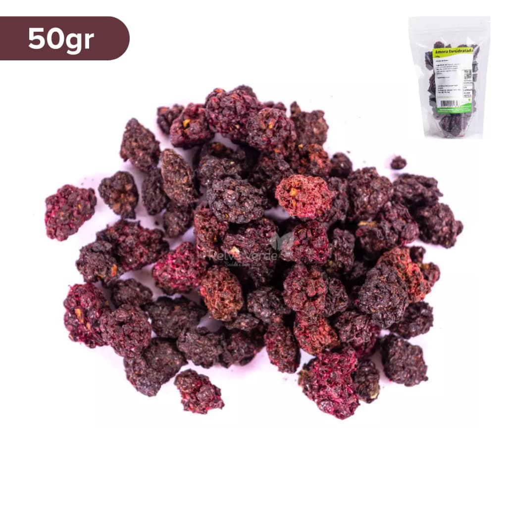 Amora Desidratada 50g Snack Saudável Natural Relva Verde