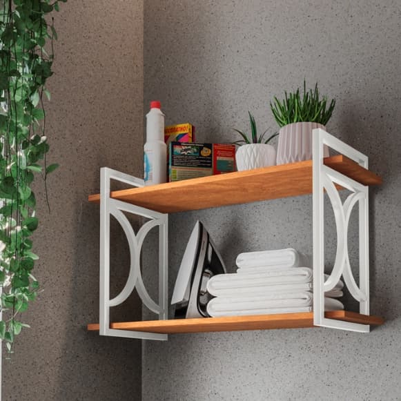 Prateleira Suspensa de Parede Estilo Industrial 60x23cm Suporte Organizador - Para Escritório e Decoração