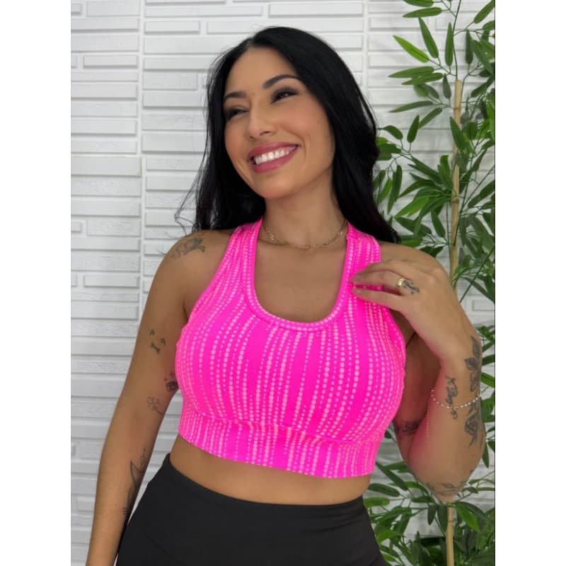 Top Fitness Feminino Estampado com Bojo Removível Roupa Feminina Academia