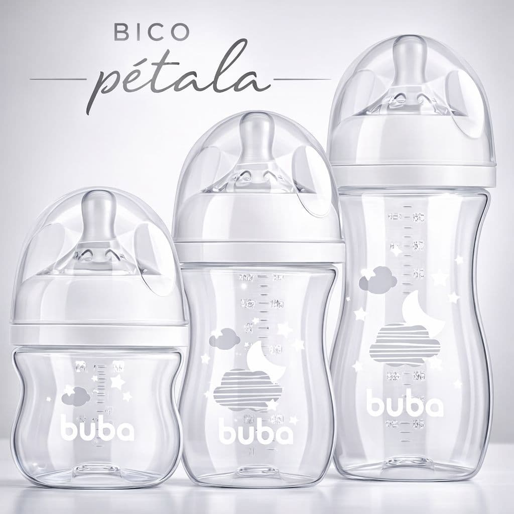 Mamadeiras Buba Bebe 120/270/330ML Easy Flow Bico de Silicone Pétala Nuvem Ou Elefantinho