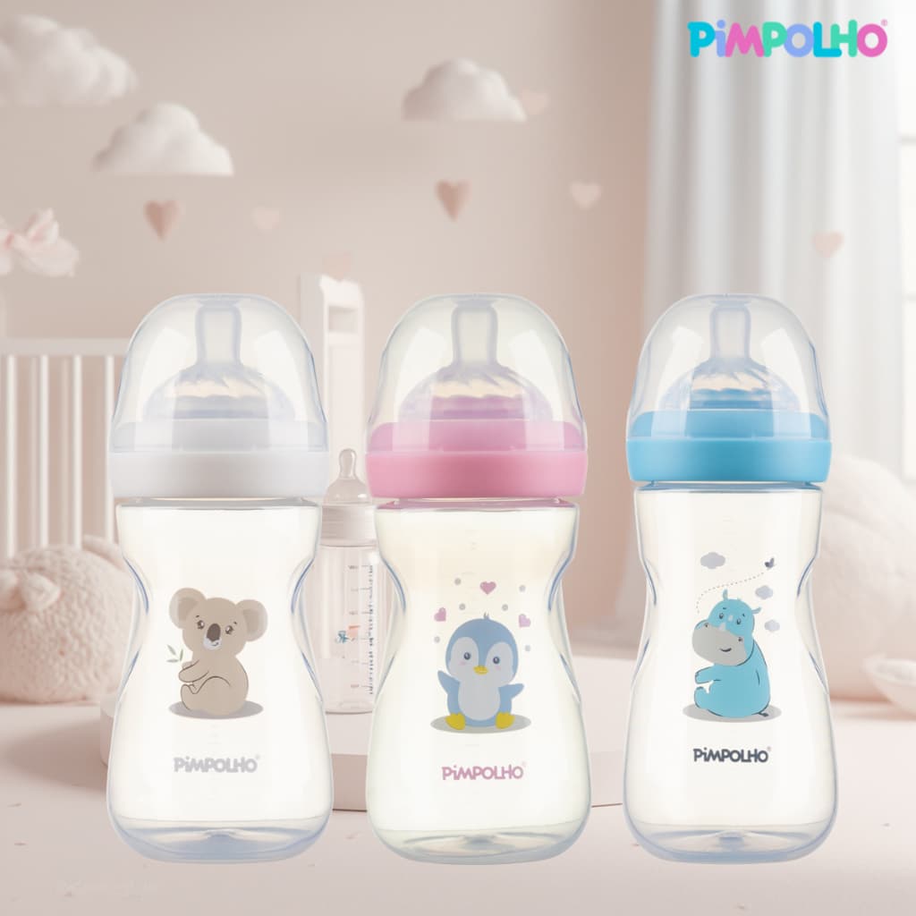 Mamadeira Anti-colica Pimpolho Serena 260ml 330ml Bico Silicone Fluxo 2 e 3 Bebê BPA Free