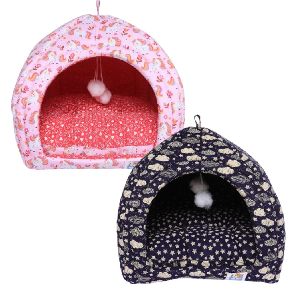 Casinha Cama Toca Iglu Cachorro e Gato que vira Caminha com almofada removível