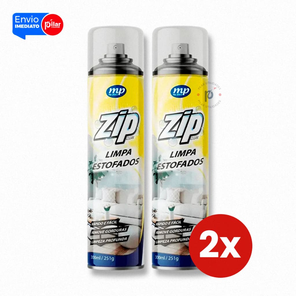 Kit 2 Zip Clean 300ml Limpa Estofados Limpeza Profunda Sofá Banco Carro Remove Manchas Difíceis