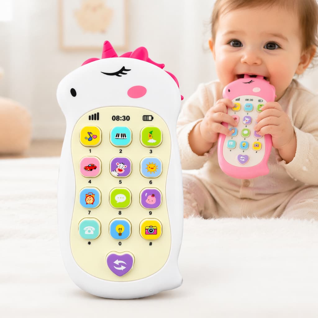 Telefone De Brinquedo Musical Para Bebê Dormir Criança Educativo Infantil Mordedor Educativo 2 em 1