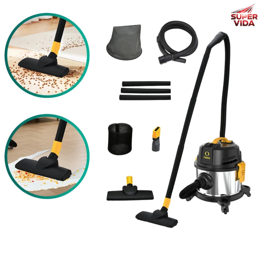 Aspirador de Pó e Água Industrial 3 em 1 Inox 12/15L 1600W 127/220V  Aspira Pó, Absorve Água e Sopra