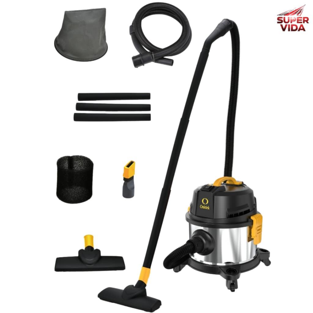 Aspirador de Pó e Água Inox 127V/220V 12L 1600W 3 em 1: Aspira Pó, Absorve Água e Sopra