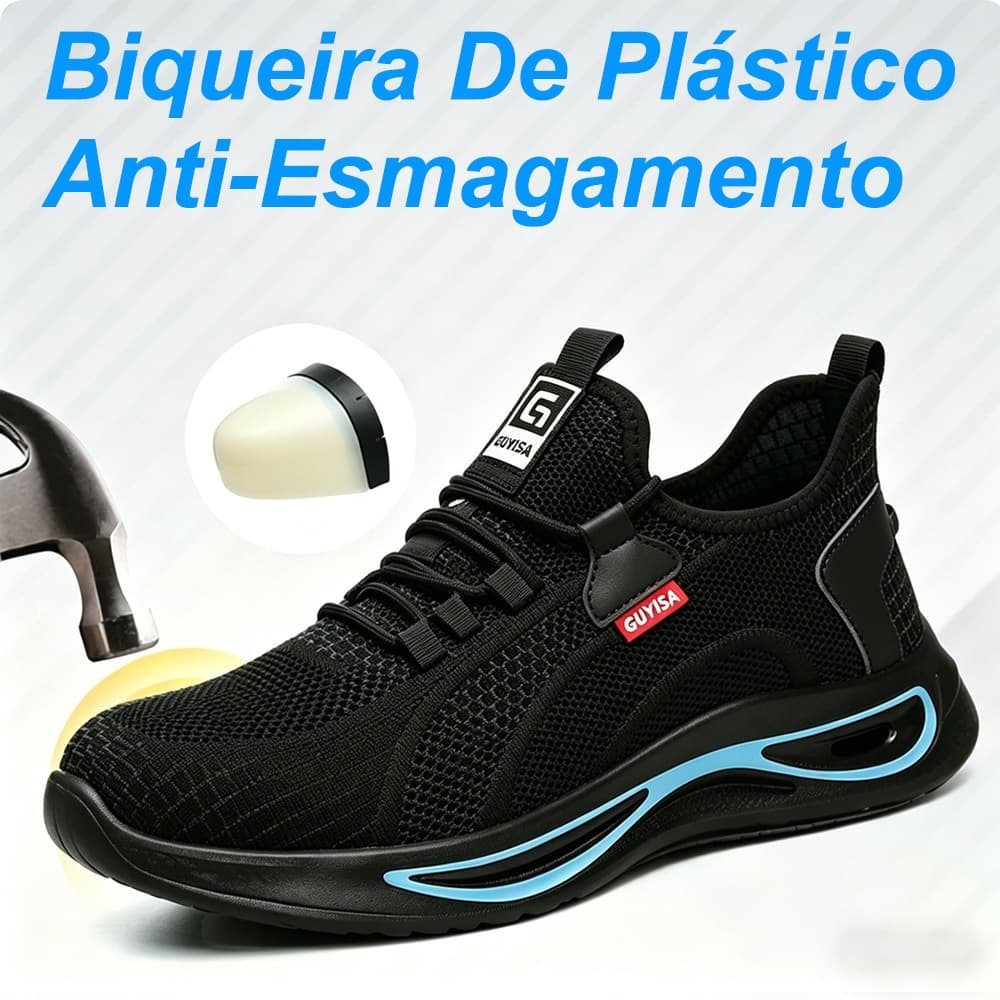 Bota Trabalho Tênis Zapatos Bico de Aço Masculino Confortável Calcado Respirável Anti-impacto