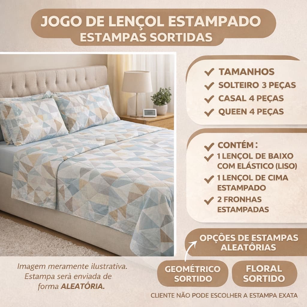 Jogo Cama Lençol Percal 400 Fios Luxo Toque De Pêssego Cama Box Estampado Solteiro 3 PÇS Casal/Queem 4 PÇS