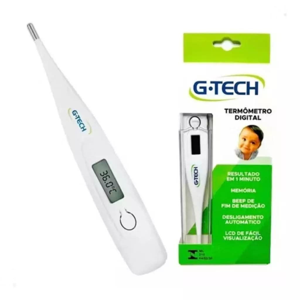 Termômetro Digital Clinico G Tech com Protetor de Acrílico