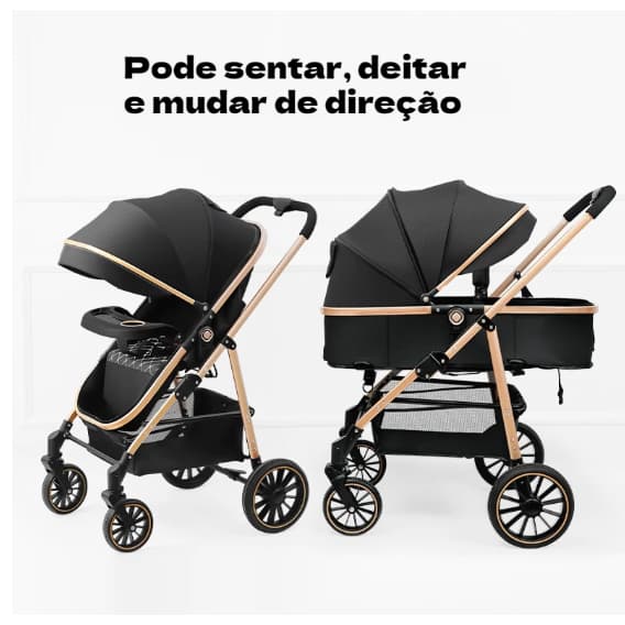 Carrinho Completo 3 EM 1 Com Moisés e Bebe Conforto - Modelo Europeu Luxo np-747-9
