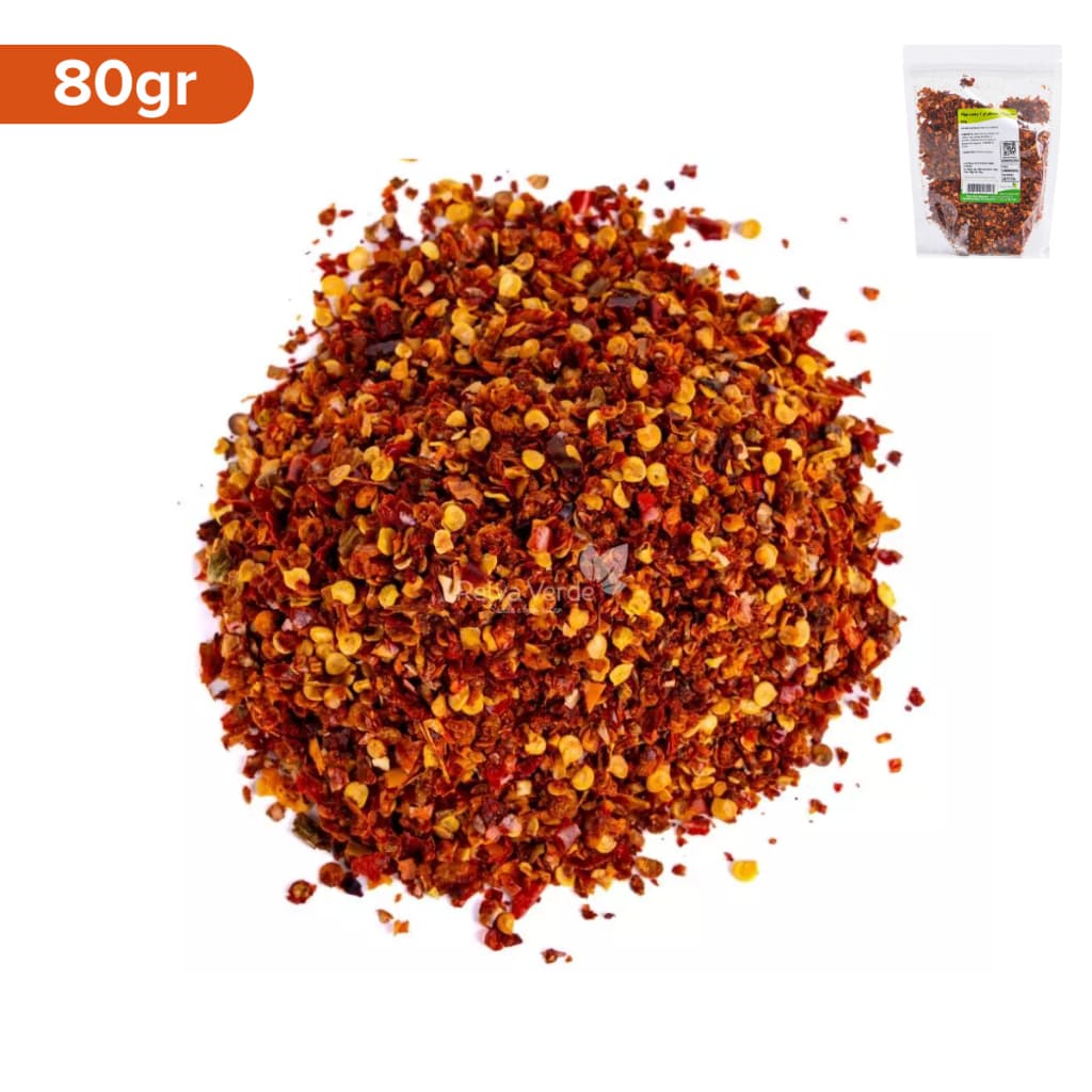 Pimenta Calabresa em Flocos 80g Relva Verde Tempero Picante para Pizzas Massas e Molhos e Receitas