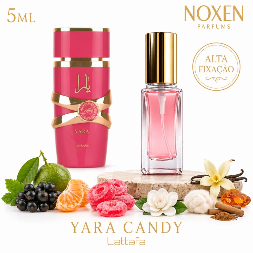 Perfume Feminino 5ml Premium Vidro Spray Yara Candy Doce Jovem Importado
