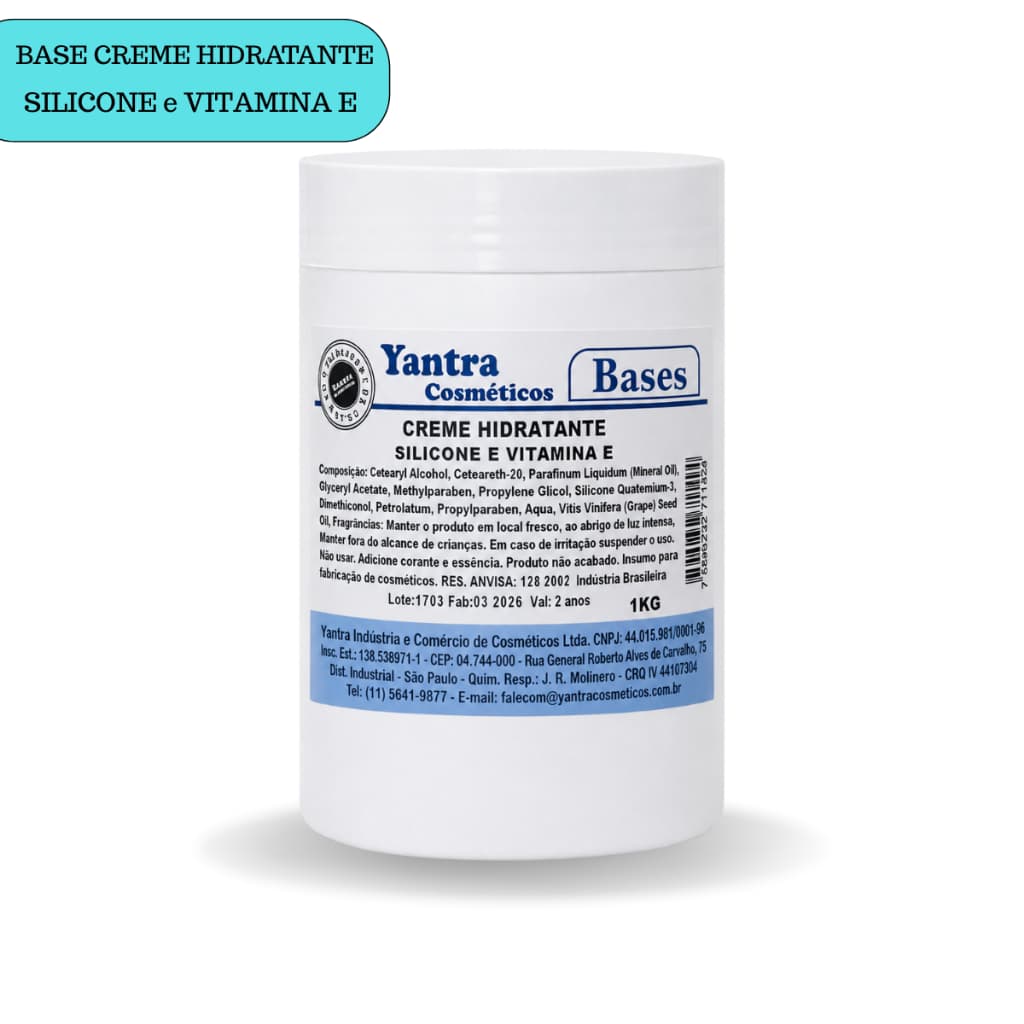 Creme Hidratante Silicone Vitamina E - Base neutra 1K - Yantra Cosméticos
