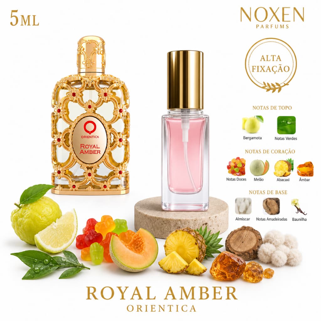 Perfume Feminino 5ml Premium Vidro Spray Royal Amber Luxuoso Intenso Importado