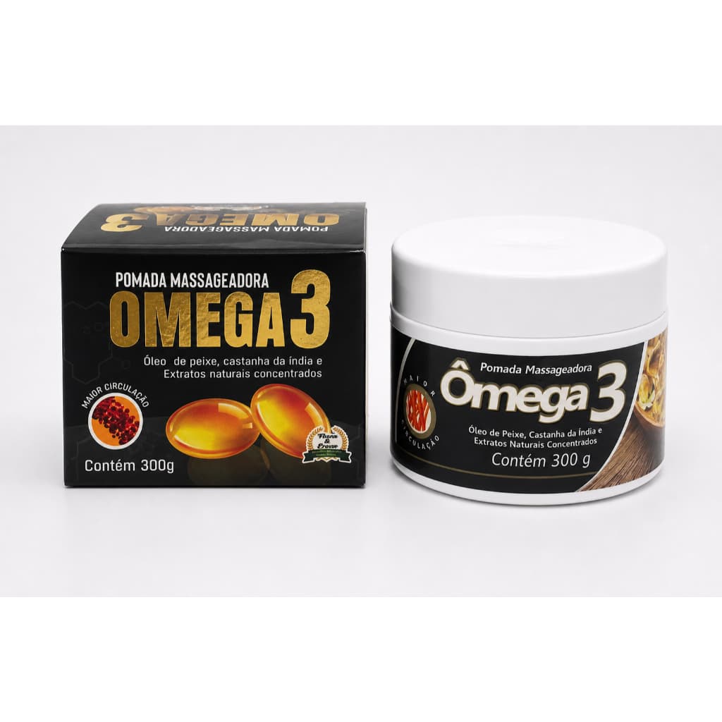 Pomada Massageadora Ômega 3 300g Extra Forte Dores Musculares Circulação