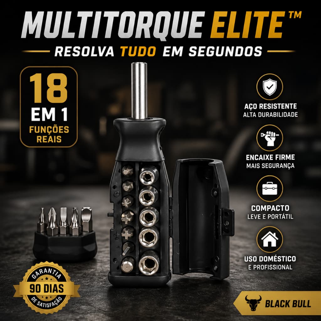 MultiTorque Elite™ 18 em 1 Chave Intercambiável Kit Ferramentas Completo Profissional Compacto