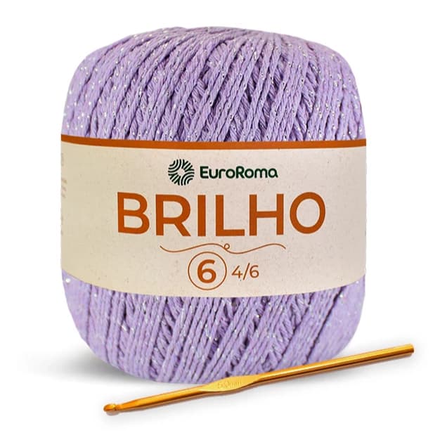 EuroRoma Barbante Brilho Nº6 Fio Brilhante para Crochê