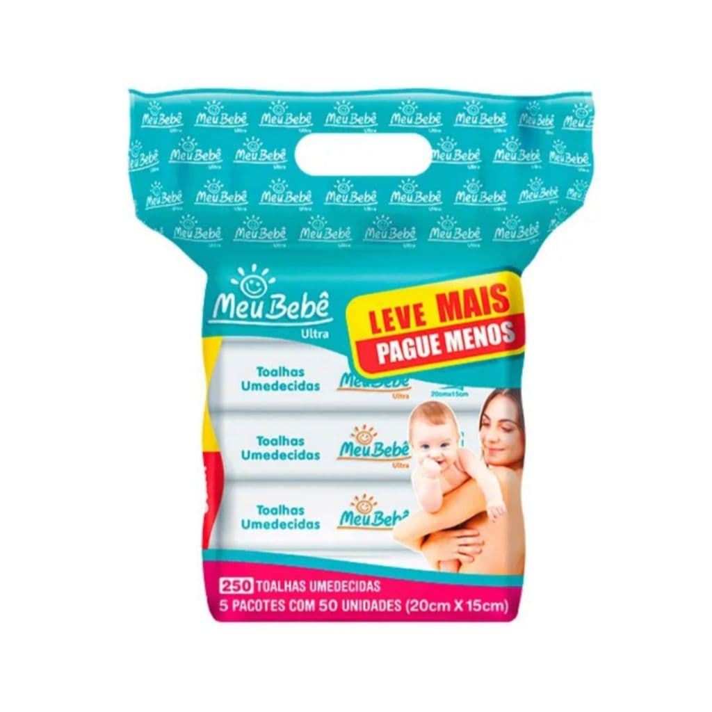 Toalha Lenços Umedecidos Meu Bebê Pacote Econômico Ultra 50uni Kit/5PCT