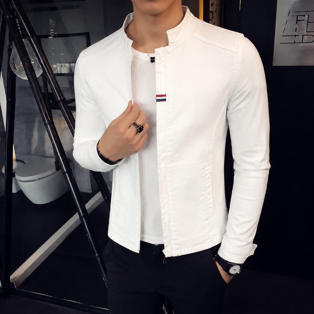 Jaqueta Estilo Blazer Jaleco Masculino Jeans Premium com Fecho em Zíper e Bolsos Internos